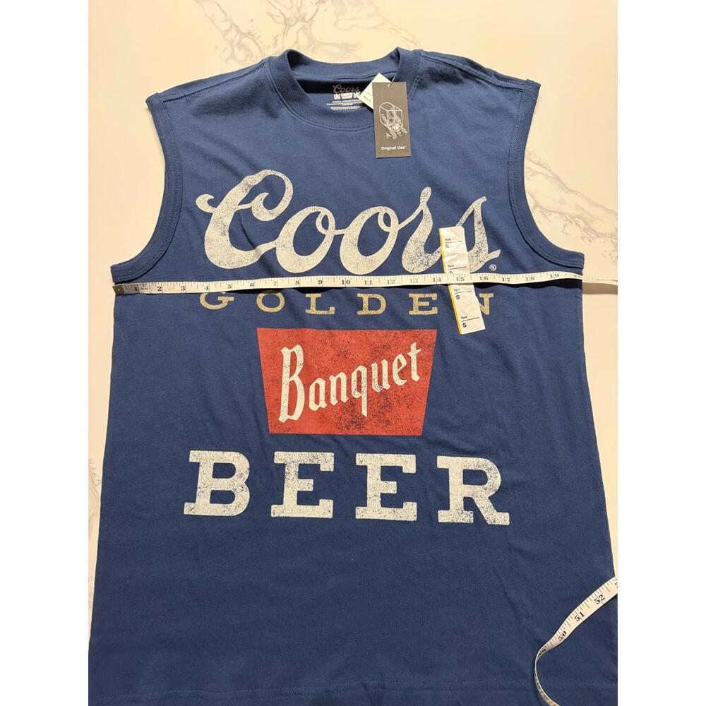 Coors Banquet Beer Sleeveless Tank Top Small Blue Graphic - Picture 4 of 5